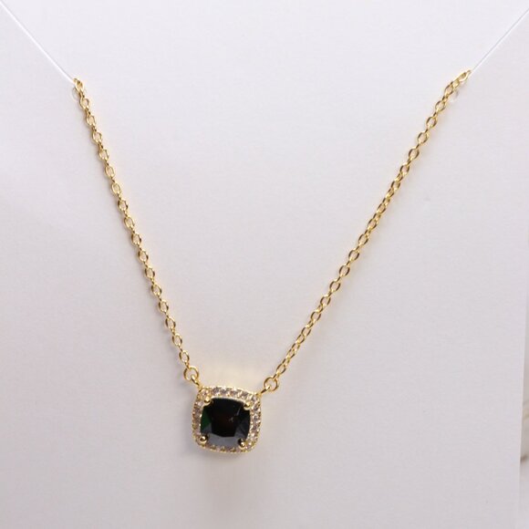 Meghan Browne Style 18k over .925 Sterling Black & Clear Crystal Necklace - Picture 2 of 3